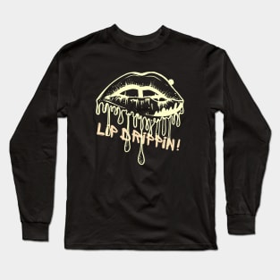 Yellow Vintage Dripping Glossy Lips Art Effect Long Sleeve T-Shirt